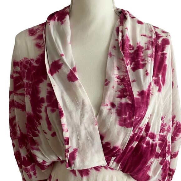 S/W/F Magenta Tie Dye Plunge Dress Oversized Size Small - Picture 5 of 9